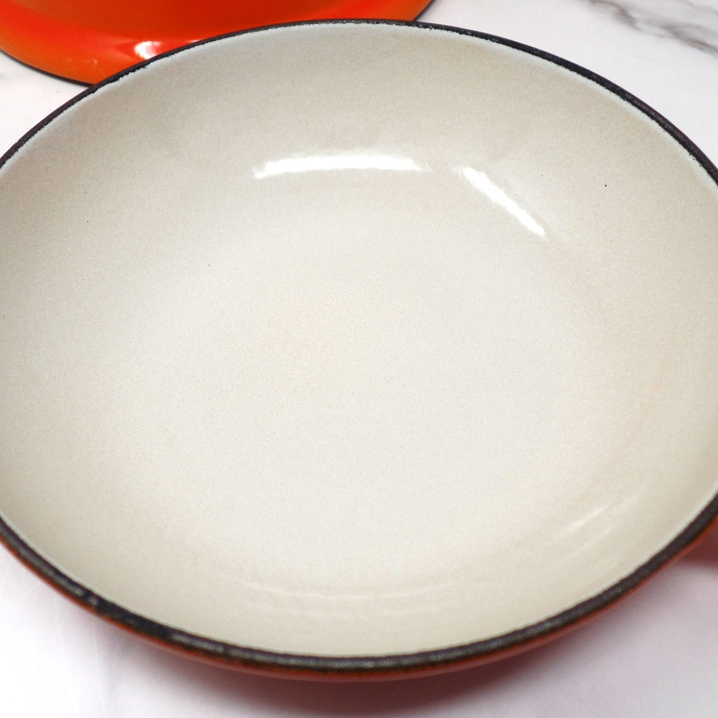 Vintage Cousances Enameled Cast Iron Multipurpose Saucepan with Skillet Lid, No. 18, Flame Orange (1960s)