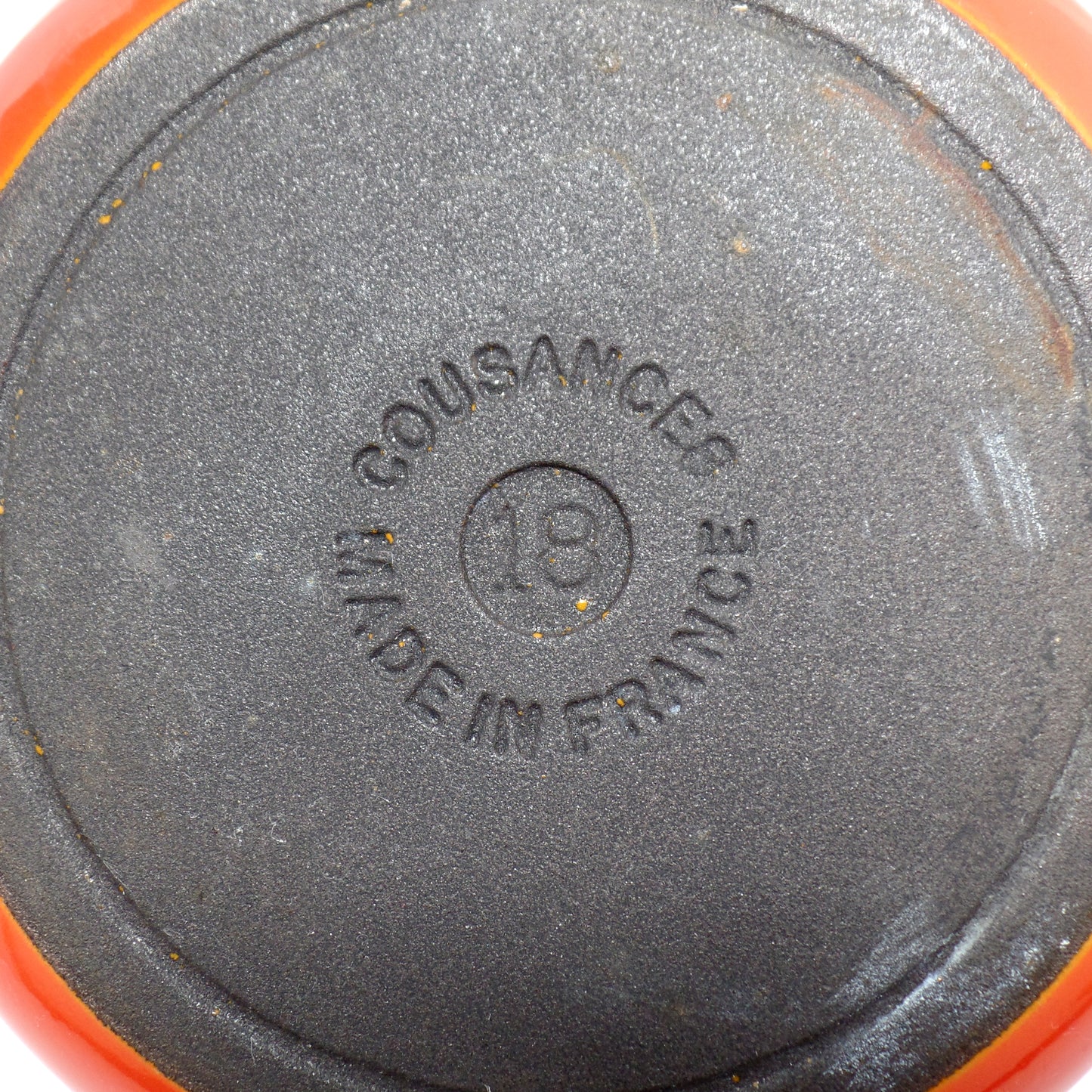 Vintage Cousances Enameled Cast Iron Multipurpose Saucepan with Skillet Lid, No. 18, Flame Orange (1960s)