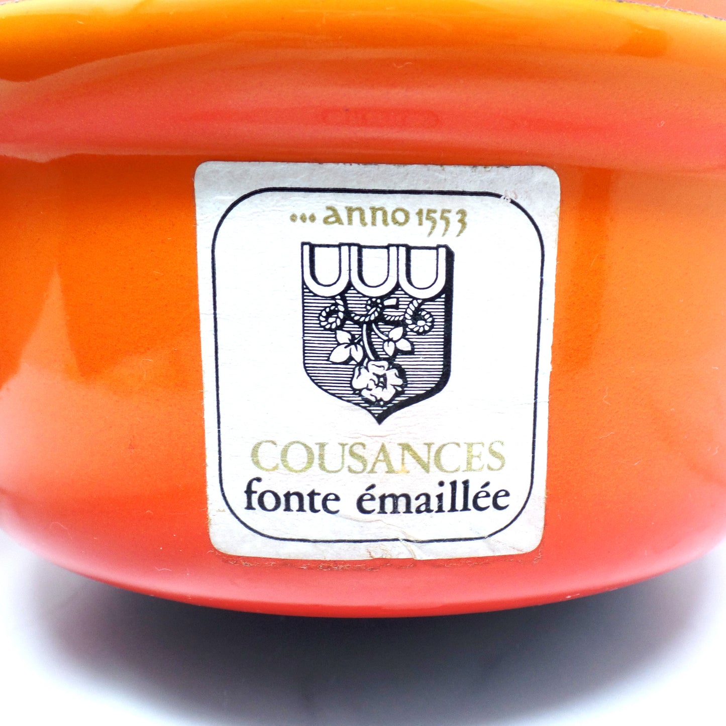 Vintage Cousances Enameled Cast Iron Multipurpose Saucepan with Skillet Lid, No. 18, Flame Orange (1960s)