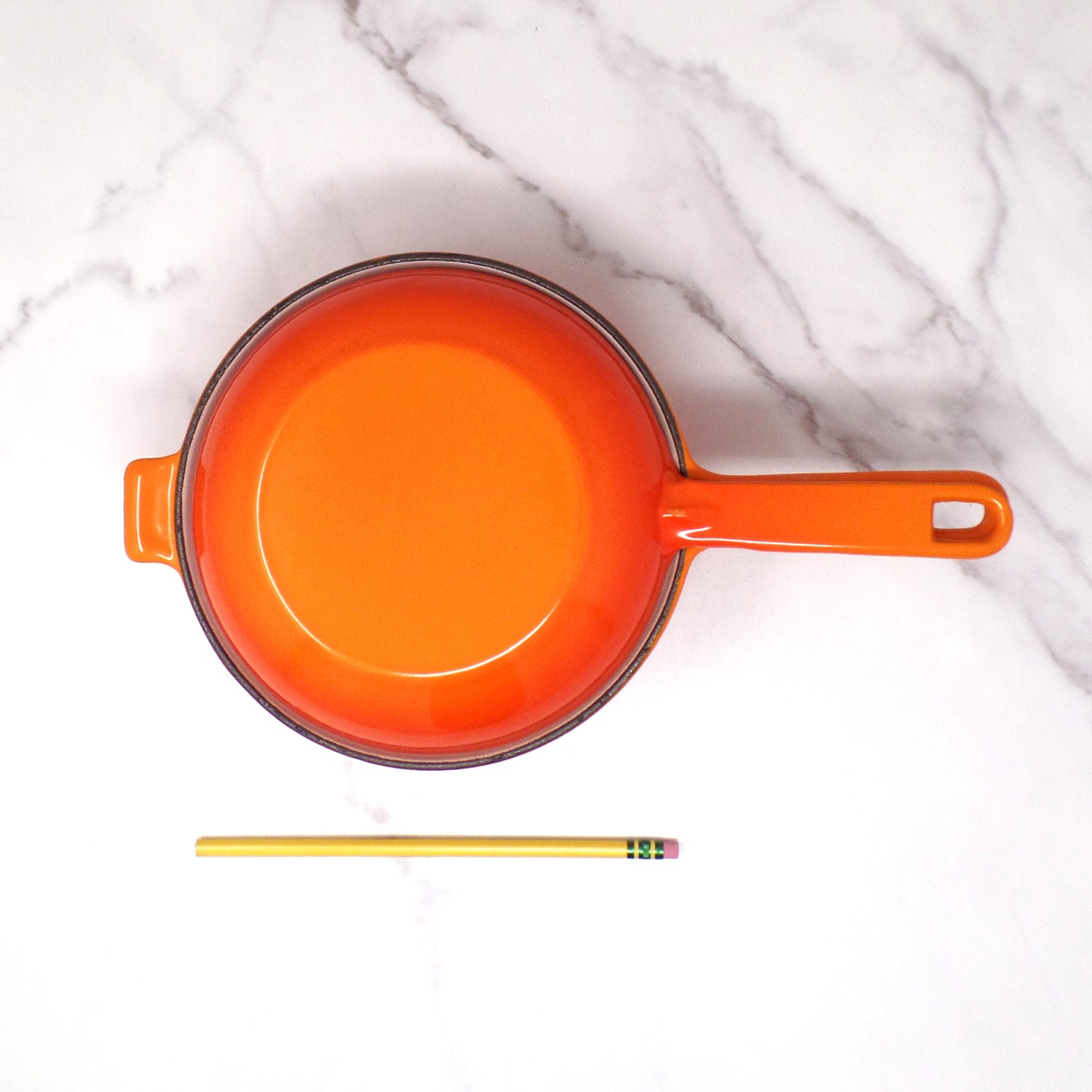 Vintage Cousances Enameled Cast Iron Multipurpose Saucepan with Skillet Lid, No. 18, Flame Orange (1960s)