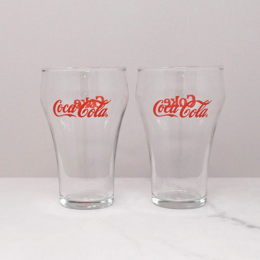 Vintage Coca-Cola / Coke 12 oz Glasses with Red Logo - set of 2 (1980s)