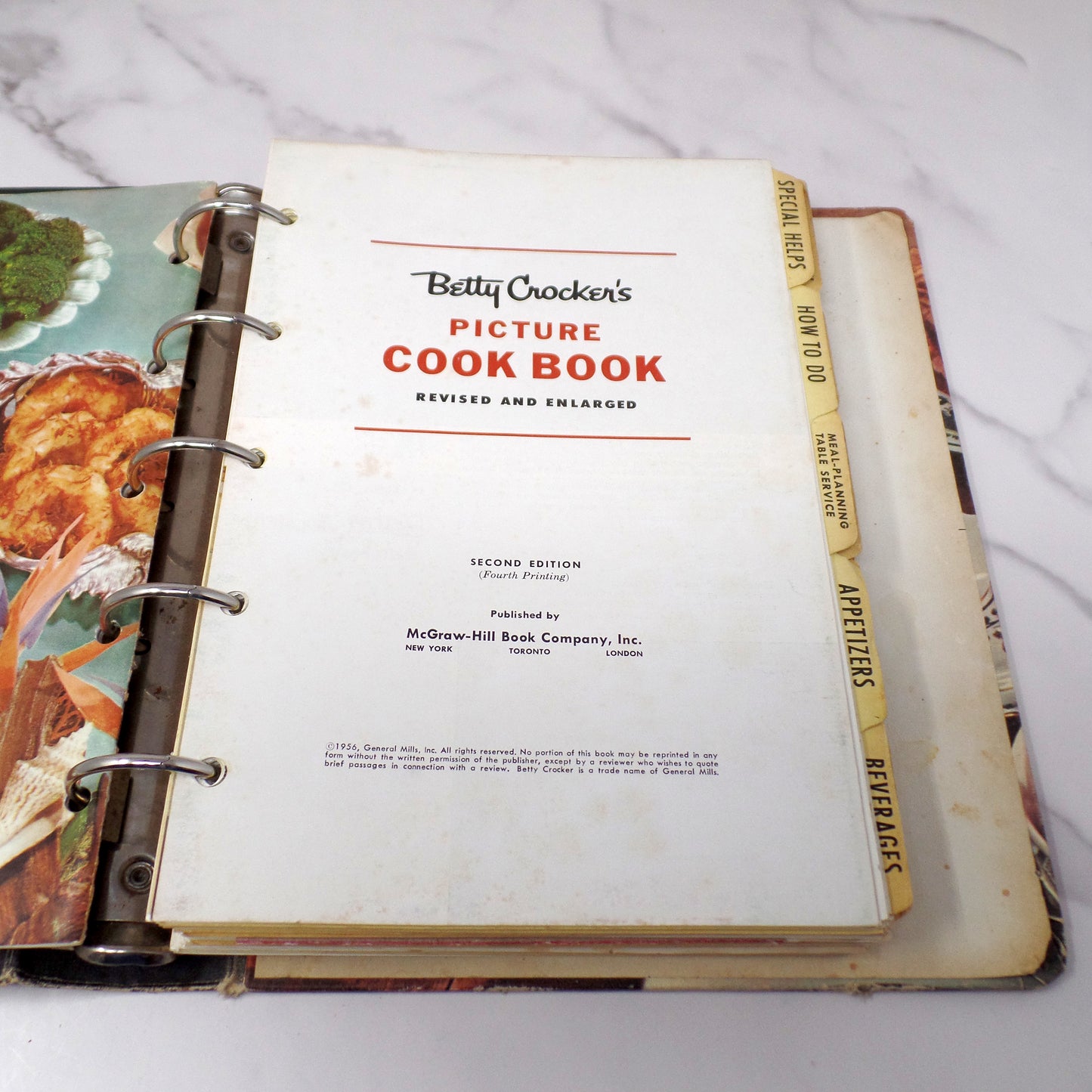 Vintage Betty Crocker's Picture Cook Book - Ring-bound, 2nd Edition / 4th Printing with Bonus Frankly Fancy Foods Booklet (1956)