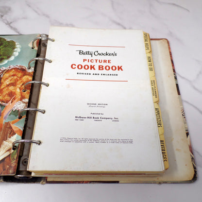 Vintage Betty Crocker's Picture Cook Book - Ring-bound, 2nd Edition / 4th Printing with Bonus Frankly Fancy Foods Booklet (1956)