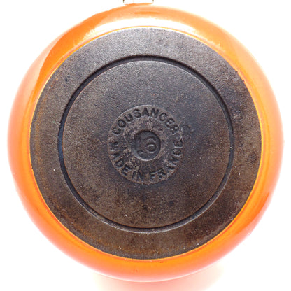 Vintage Cousances Enameled Cast Iron Saucepan / Milkpan with Lid (1 Qt / no. 16) Flame Orange (1960s)