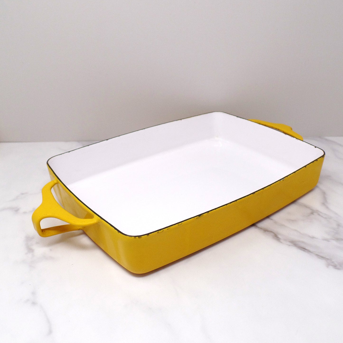 Vintage Dansk Designs IHQ Kobenstyle Jens Quistgaard Yellow Enameled Steel Baking Pan, 10 1/2x8 (1960s)