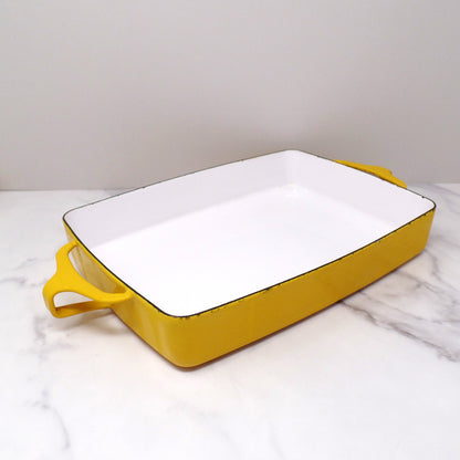 Vintage Dansk Designs IHQ Kobenstyle Jens Quistgaard Yellow Enameled Steel Baking Pan, 10 1/2x8 (1960s)