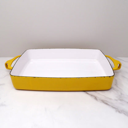 Vintage Dansk Designs IHQ Kobenstyle Jens Quistgaard Yellow Enameled Steel Baking Pan, 10 1/2x8 (1960s)
