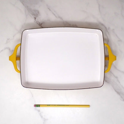 Vintage Dansk Designs IHQ Kobenstyle Jens Quistgaard Yellow Enameled Steel Baking Pan, 10 1/2x8 (1960s)