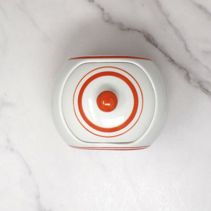 Vintage Japanese Ceramic Sugar Bowl, Flowers on Steps (1940s)