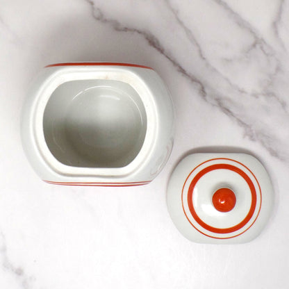 Vintage Japanese Ceramic Sugar Bowl, Flowers on Steps (1940s)