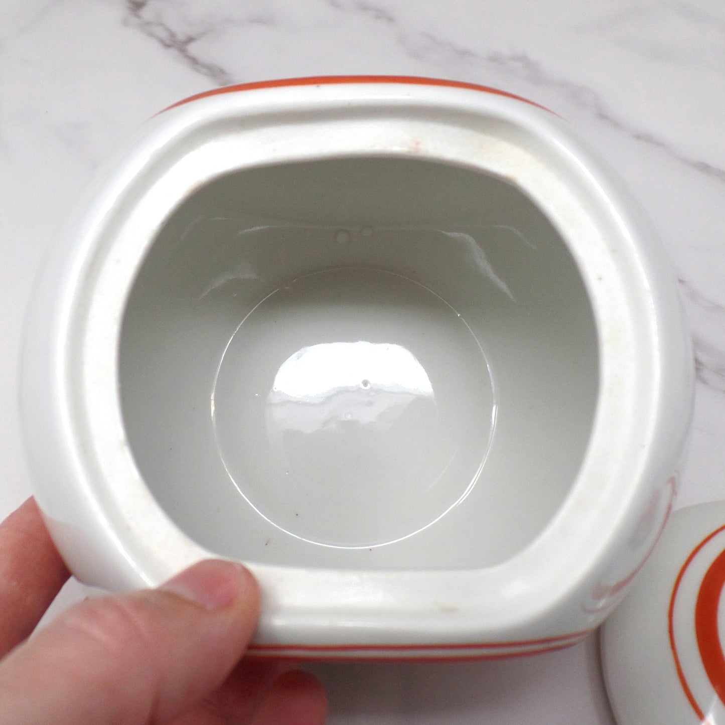 Vintage Japanese Ceramic Sugar Bowl, Flowers on Steps (1940s)