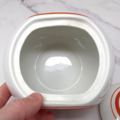 Vintage Japanese Ceramic Sugar Bowl, Flowers on Steps (1940s)