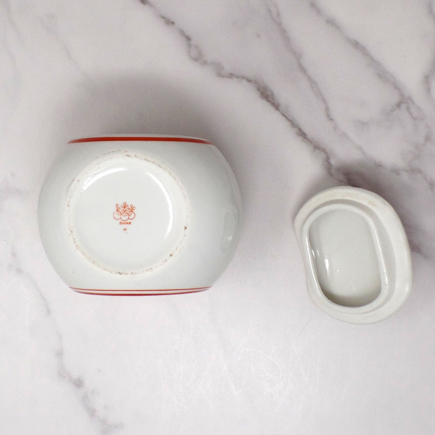 Vintage Japanese Ceramic Sugar Bowl, Flowers on Steps (1940s)