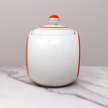 Vintage Japanese Ceramic Sugar Bowl, Flowers on Steps (1940s)