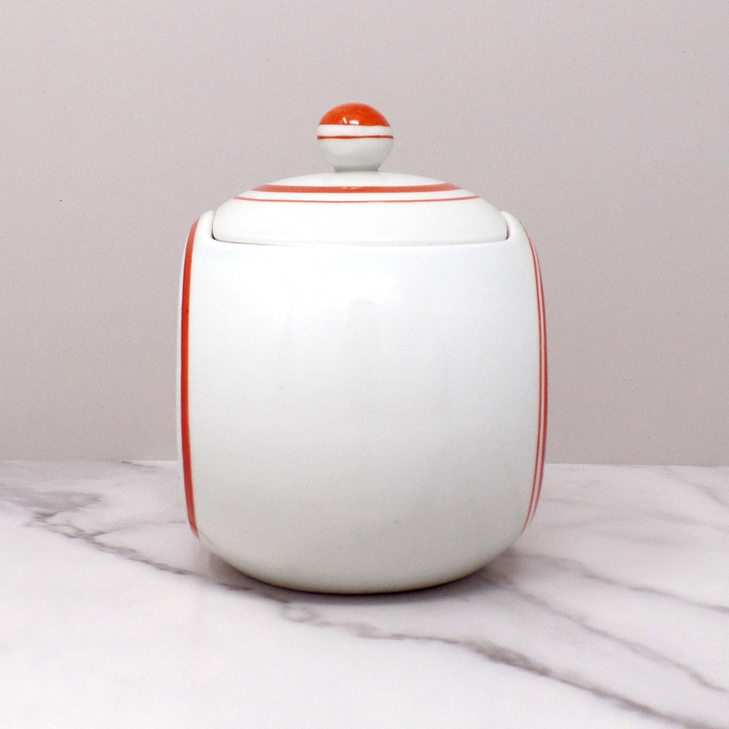 Vintage Japanese Ceramic Sugar Bowl, Flowers on Steps (1940s)