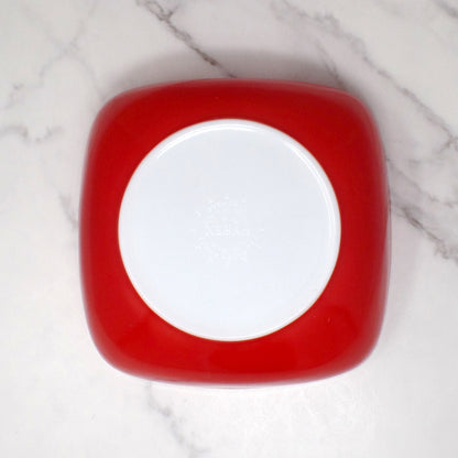 Vintage Pyrex 525B-035, 2 1/2 Qt Square Hostess Bowl, Red (1949-59)