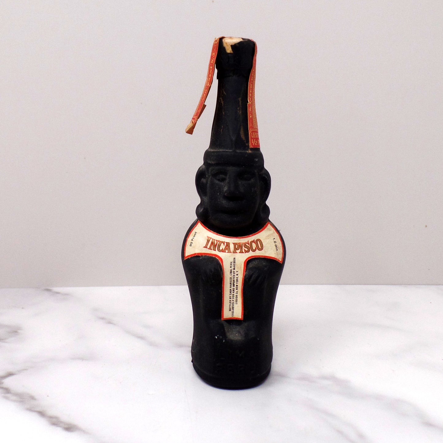 Pisco Caramba Ranuzzi Peruvian Head Inca Liquor Bottles, Large & Mini (1970s)