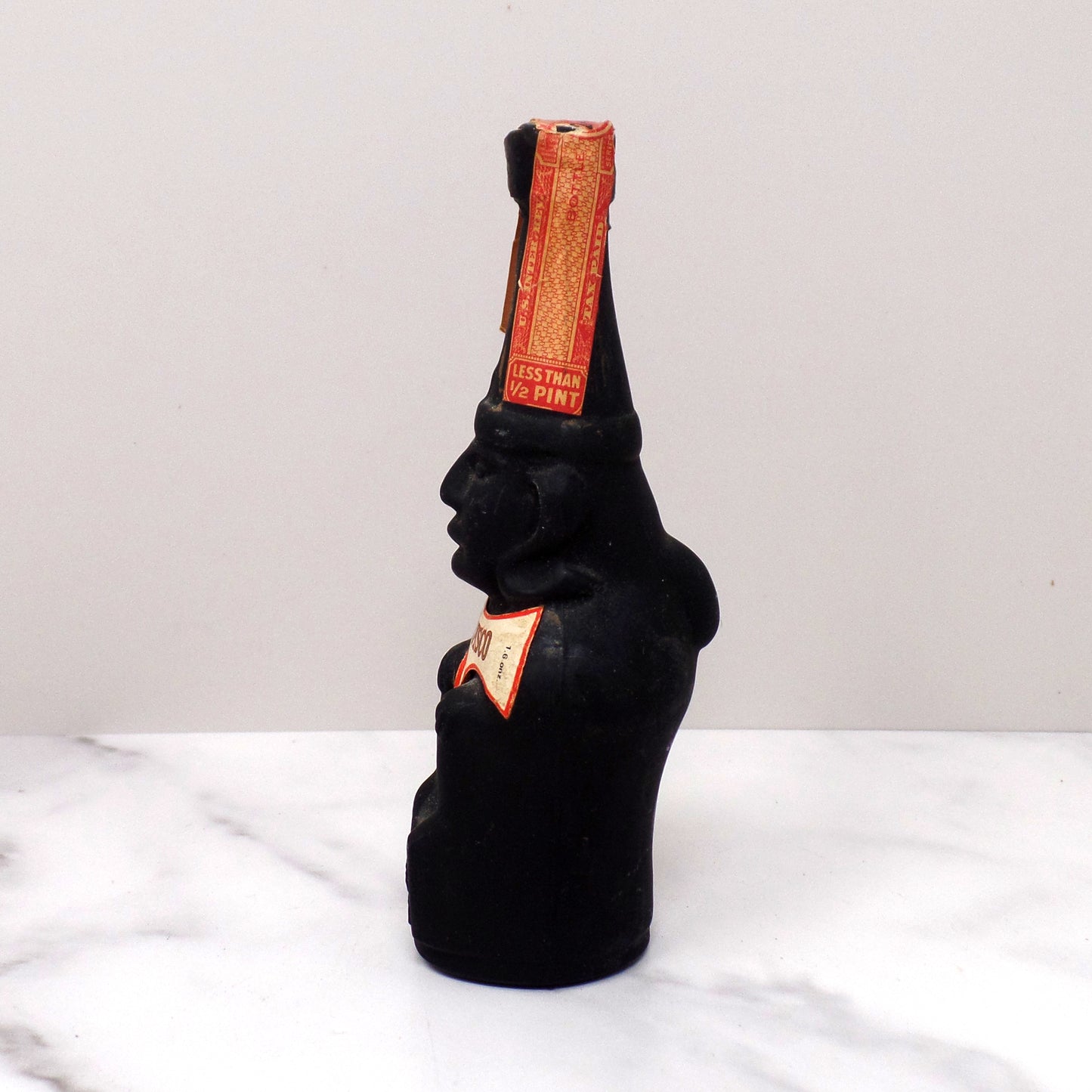 Pisco Caramba Ranuzzi Peruvian Head Inca Liquor Bottles, Large & Mini (1970s)