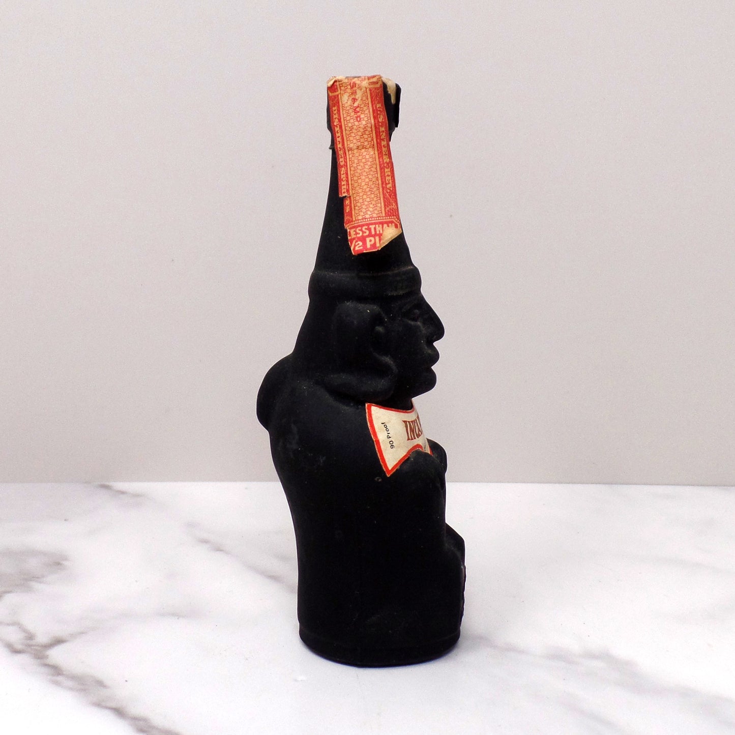 Pisco Caramba Ranuzzi Peruvian Head Inca Liquor Bottles, Large & Mini (1970s)