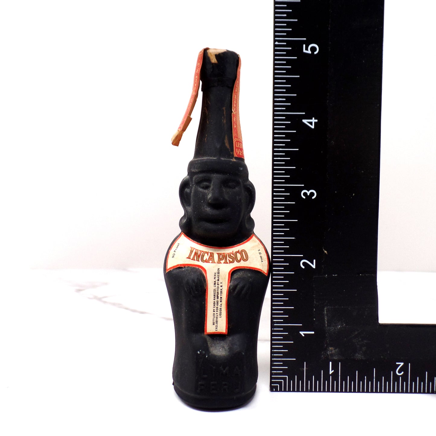 Pisco Caramba Ranuzzi Peruvian Head Inca Liquor Bottles, Large & Mini (1970s)
