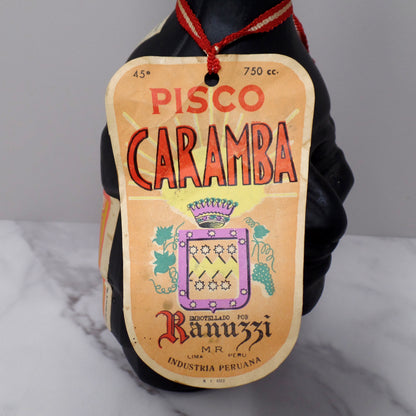 Pisco Caramba Ranuzzi Peruvian Head Inca Liquor Bottles, Large & Mini (1970s)