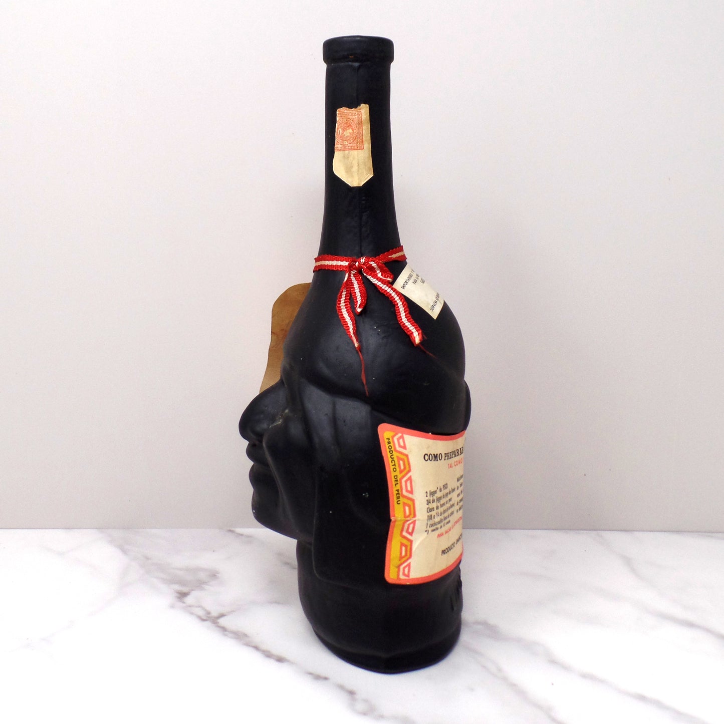 Pisco Caramba Ranuzzi Peruvian Head Inca Liquor Bottles, Large & Mini (1970s)