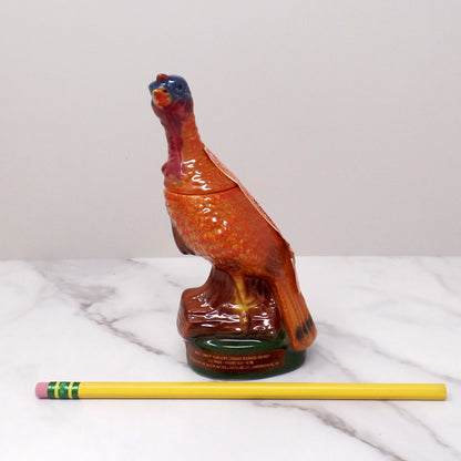 Vintage Ceramic Wild Turkey Mini Decanter in Original Box, Turkey on a Log (1972)