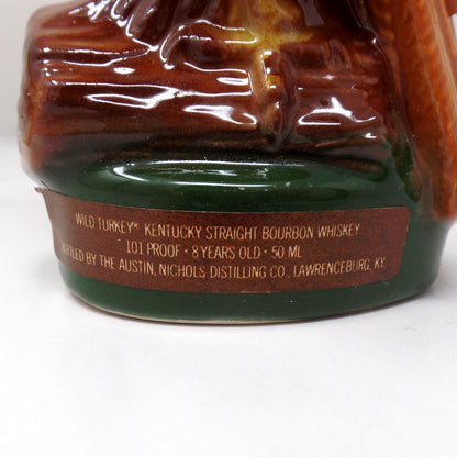 Vintage Ceramic Wild Turkey Mini Decanter in Original Box, Turkey on a Log (1972)