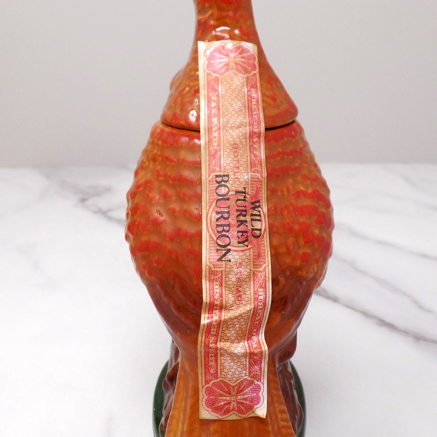 Vintage Ceramic Wild Turkey Mini Decanter in Original Box, Turkey on a Log (1972)