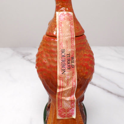 Vintage Ceramic Wild Turkey Mini Decanter in Original Box, Turkey on a Log (1972)