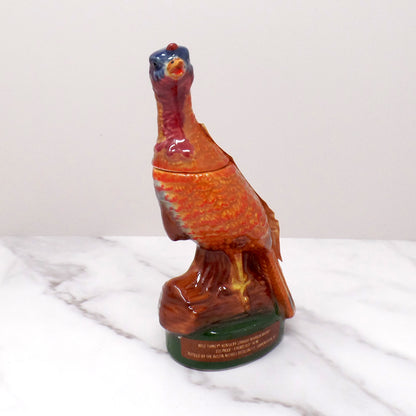 Vintage Ceramic Wild Turkey Mini Decanter in Original Box, Turkey on a Log (1972)