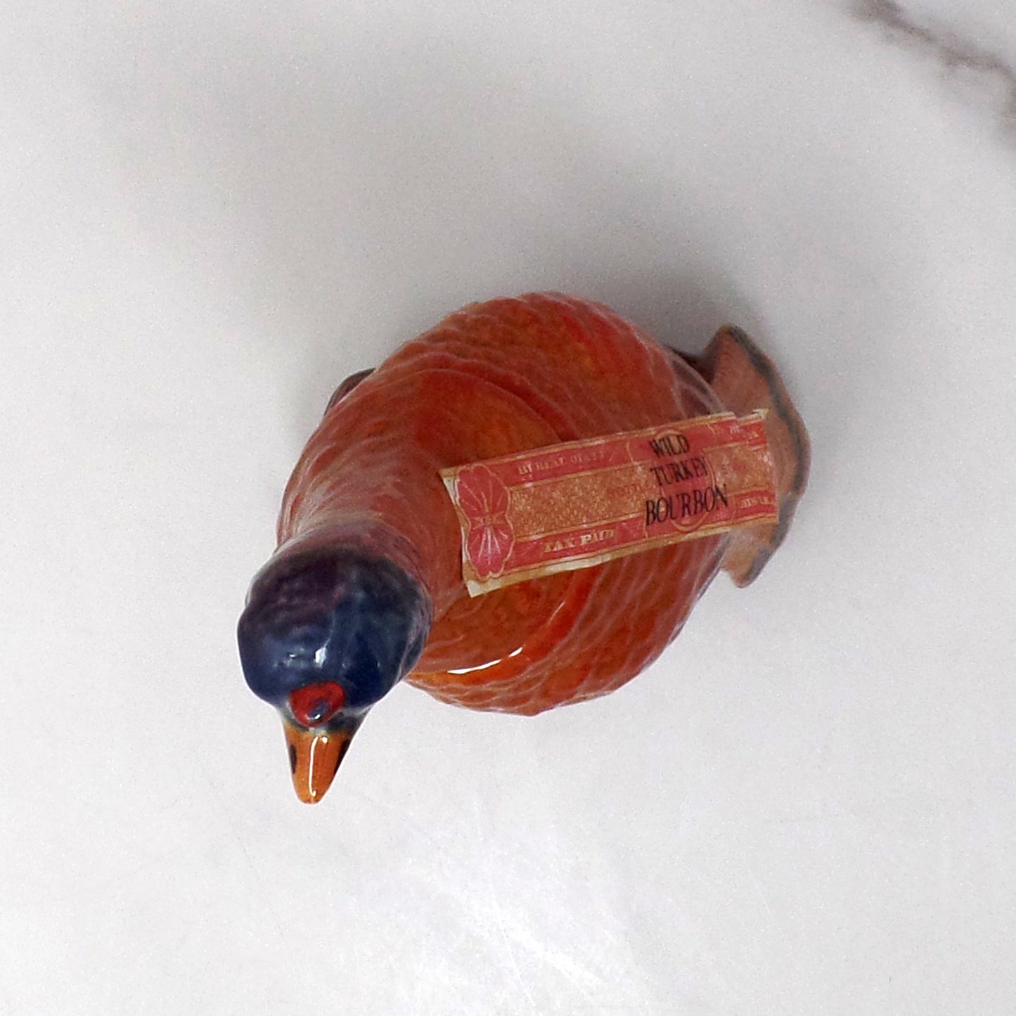 Vintage Ceramic Wild Turkey Mini Decanter in Original Box, Turkey on a Log (1972)