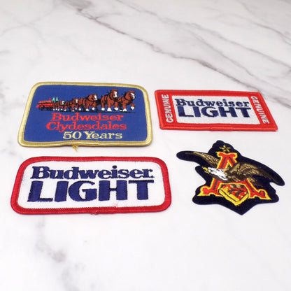 Vintage Anheuser-Busch Budweiser & Bud Light Embroidered Patches, set of 4