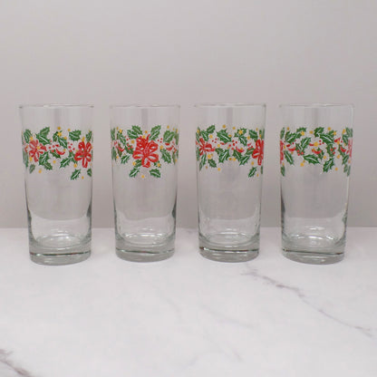 Vintage Libbey Christmas Highball Glasses, 16 oz - set of 4 (1980s)