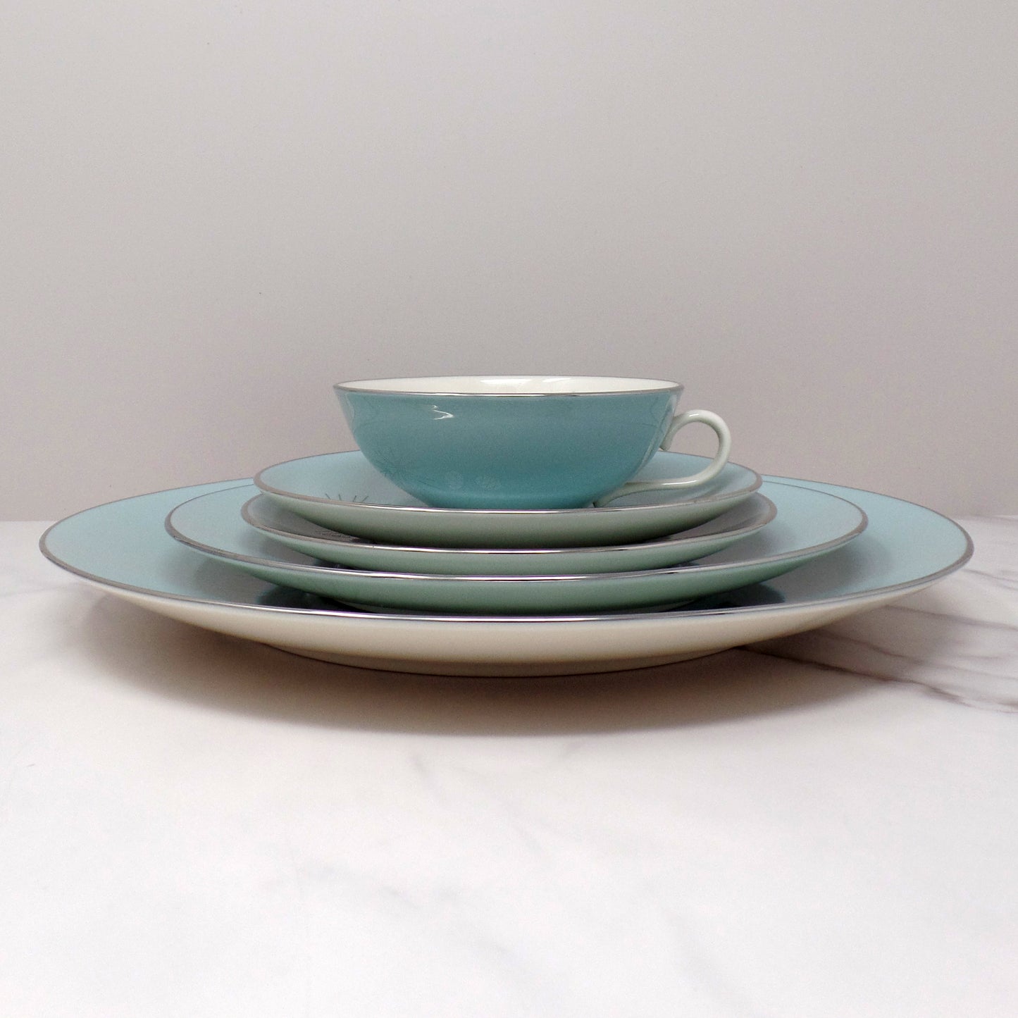 Vintage Franciscan Fine China MCM Silver Pine 5 piece Dinner Place Setting (1955-58)