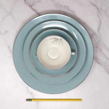 Vintage Franciscan Fine China MCM Silver Pine 5 piece Dinner Place Setting (1955-58)