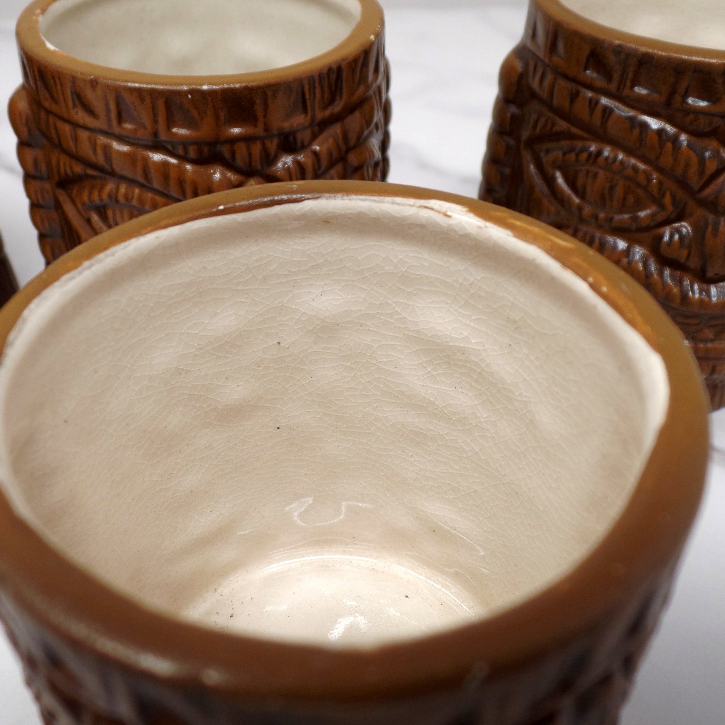 Vintage Quon Quon Ceramic Tiki Cups, set of 4 (1960s)