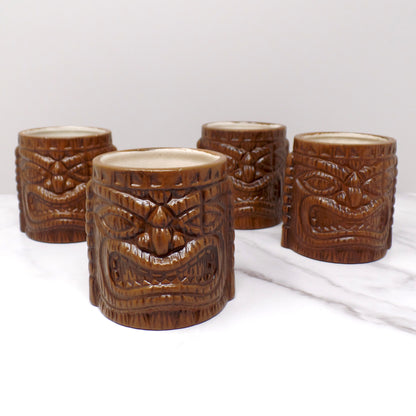 Vintage Quon Quon Ceramic Tiki Cups, set of 4 (1960s)