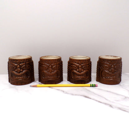 Vintage Quon Quon Ceramic Tiki Cups, set of 4 (1960s)