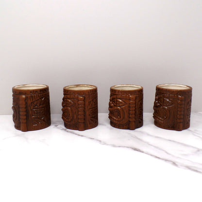 Vintage Quon Quon Ceramic Tiki Cups, set of 4 (1960s)