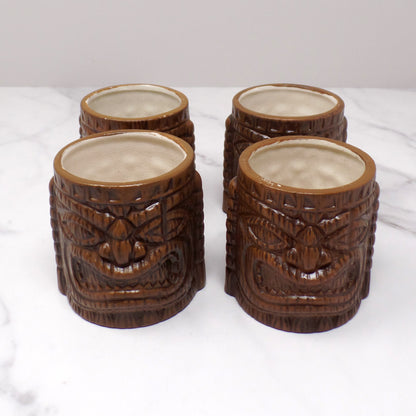 Vintage Quon Quon Ceramic Tiki Cups, set of 4 (1960s)