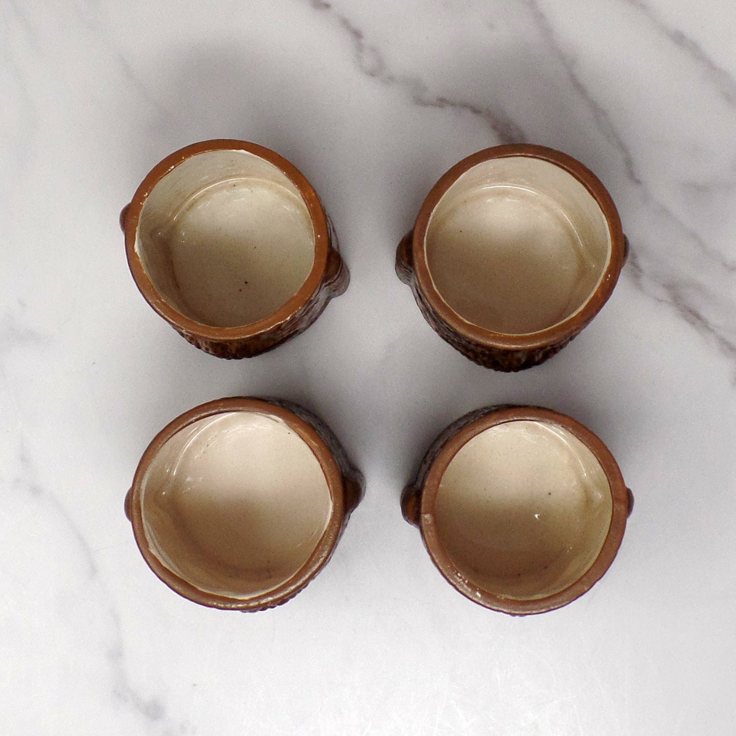 Vintage Quon Quon Ceramic Tiki Cups, set of 4 (1960s)