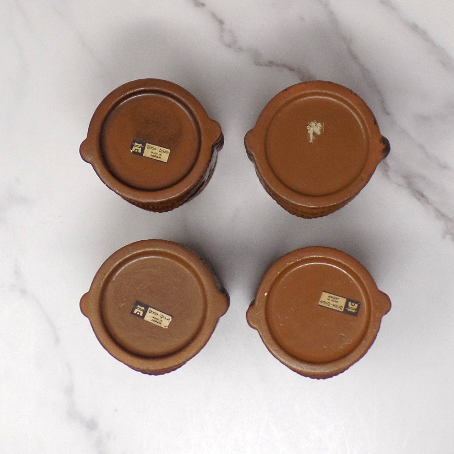 Vintage Quon Quon Ceramic Tiki Cups, set of 4 (1960s)