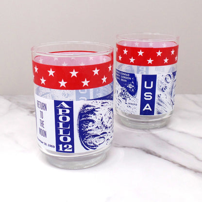 Vintage Libbey Apollo 12 NASA Moon Mission Lowball / Juice Glass, set of 2 (1969)