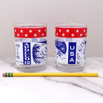 Vintage Libbey Apollo 12 NASA Moon Mission Lowball / Juice Glass, set of 2 (1969)