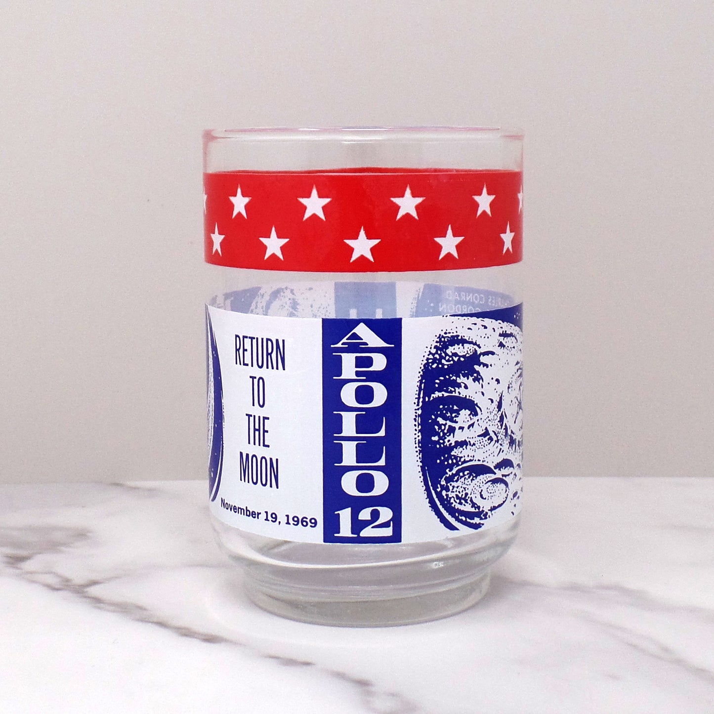 Vintage Libbey Apollo 12 NASA Moon Mission Lowball / Juice Glass, set of 2 (1969)