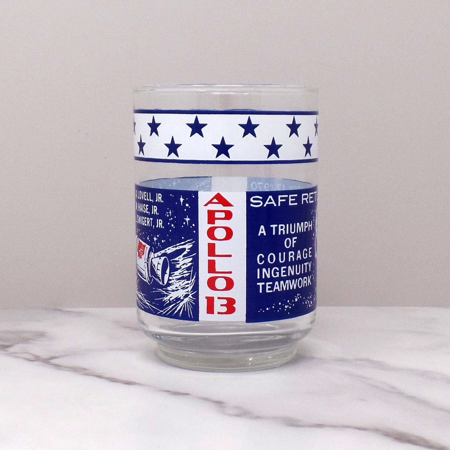 Vintage Libbey Apollo 13 NASA Moon Mission Lowball / Juice Glass, set of 2 (1970)