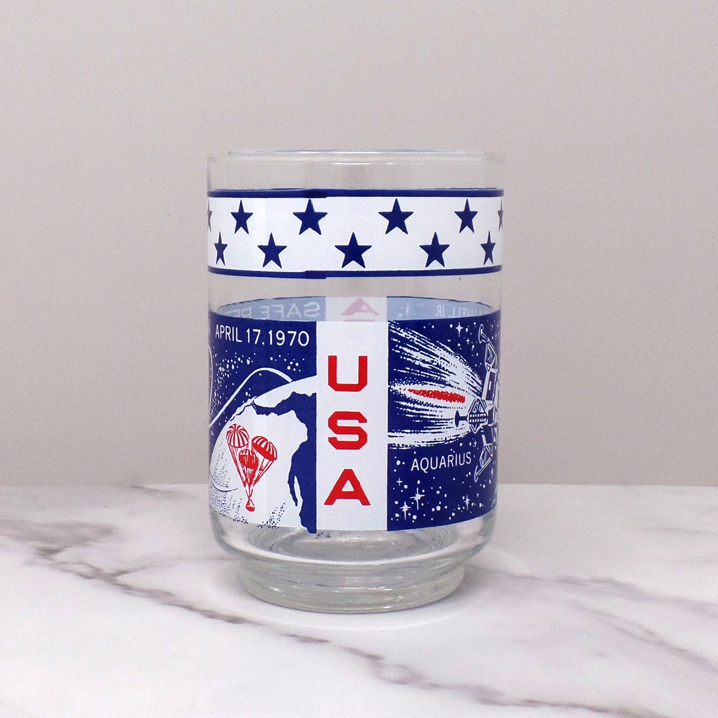 Vintage Libbey Apollo 13 NASA Moon Mission Lowball / Juice Glass, set of 2 (1970)