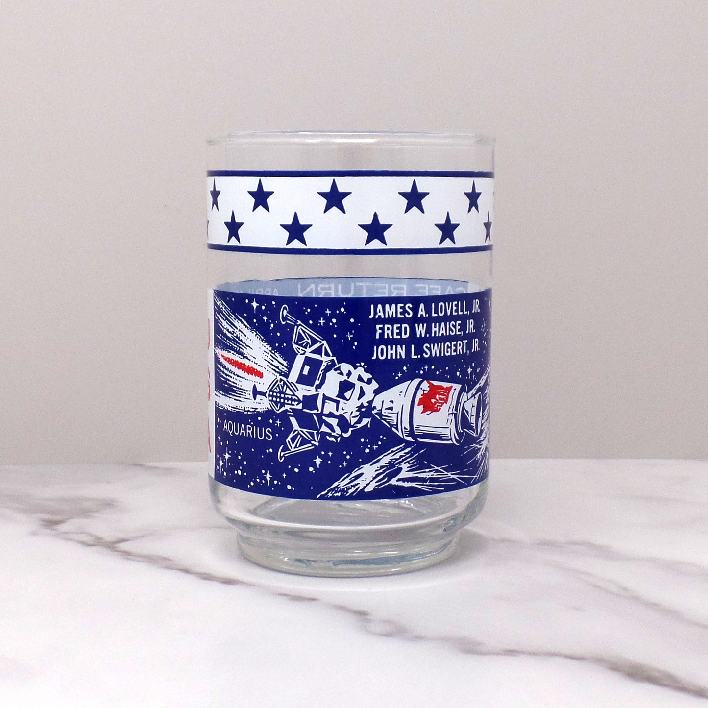 Vintage Libbey Apollo 13 NASA Moon Mission Lowball / Juice Glass, set of 2 (1970)