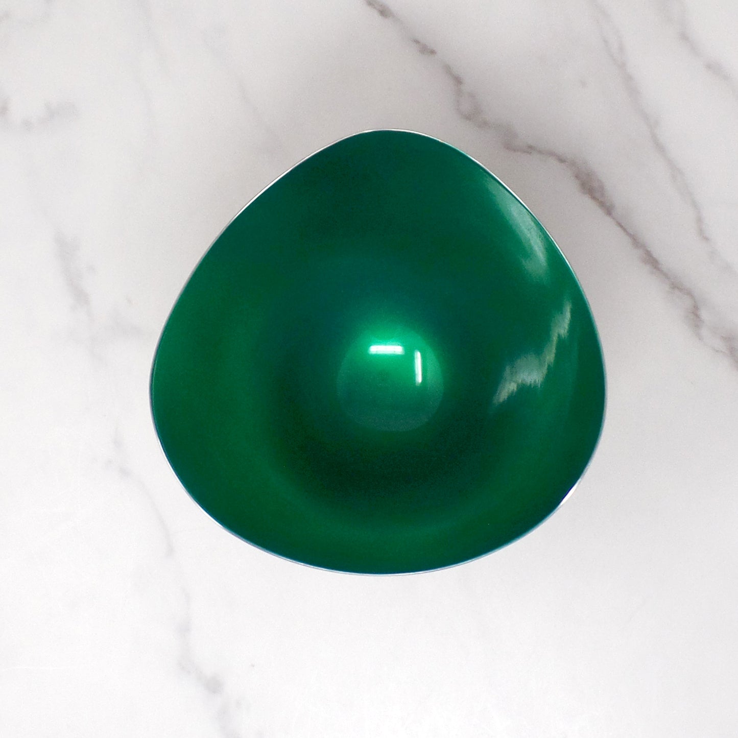 Vintage Carl Christiansen Green Enamel Silverplate Wave Bowl (1960s)